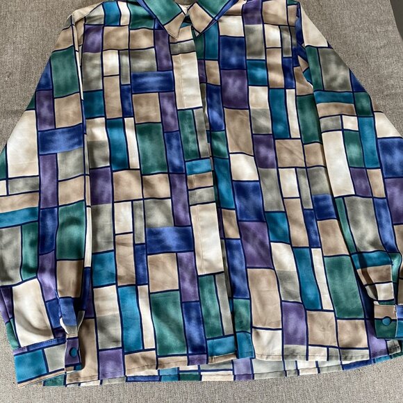 Alfred Dunner Button Up Blouse Long Sleeve Women's 14 Multicolor Retro Casual - Picture 4 of 14